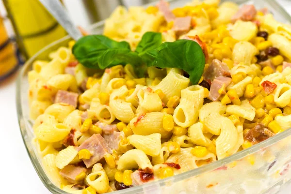 Salad Pasta Ham Black Olives — Stock Photo, Image