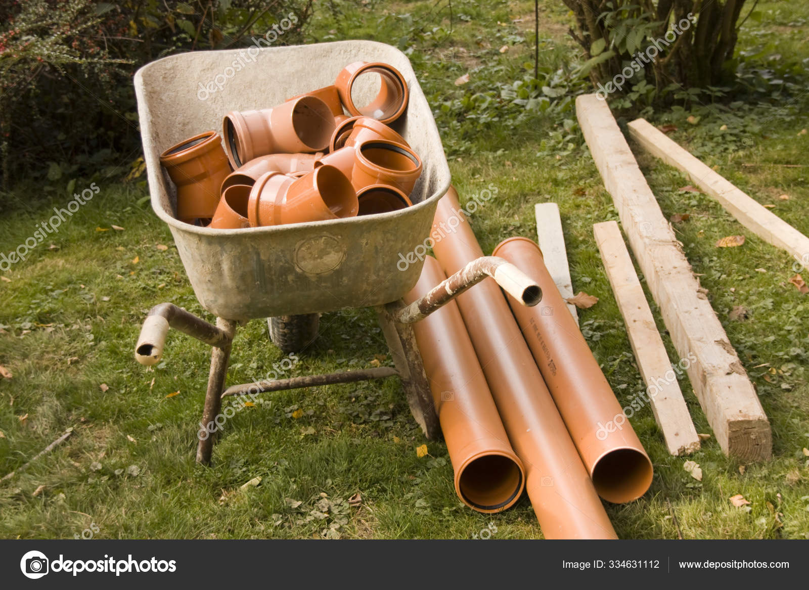 Wheelbarrow Pipe Sockets — Stock Photo © PantherMediaSeller 334631112