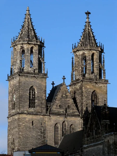 Torres Catedral Magdeburgo — Foto de Stock