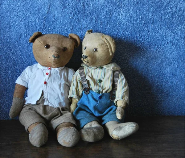 Teddy Bear Toy Bears Blue Background — Stock Photo, Image