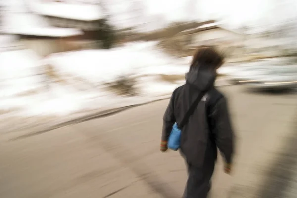 Turva Movimento Turva Homem Uma Hora Corrida Andando Cidade — Fotografia de Stock