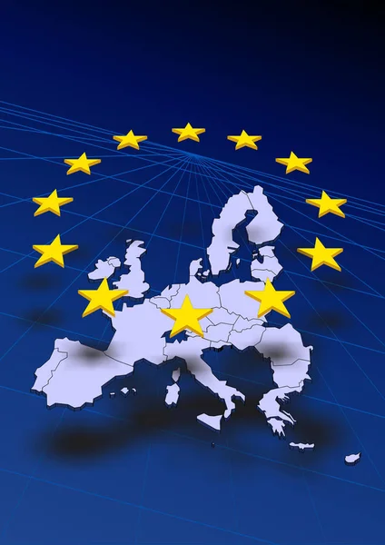 Bandera Sindical Europea Mapa Del Medio Ambiente — Foto de Stock