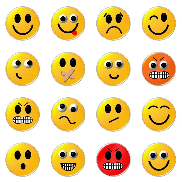 Emotionen Smileys Isoliert — Stockfoto