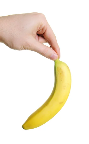 Banan Handen Isolerad Vit — Stockfoto