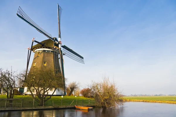Holländische Landschaft Mit Windmühle Winter — Stockfoto