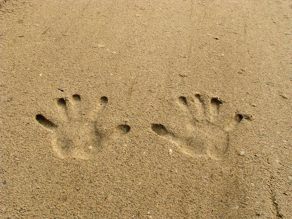 Руки Песке — стоковое фото