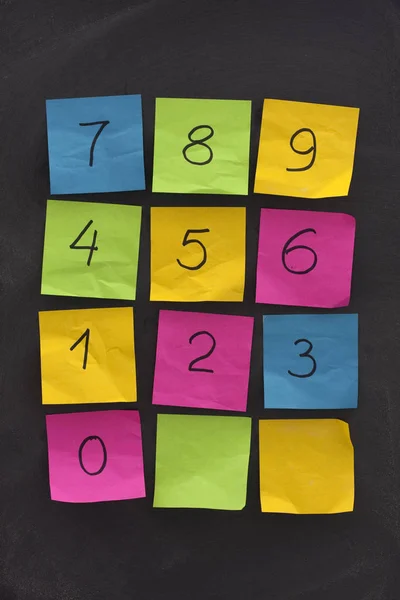 Arabic Numerals Sticky Notes Blackboard — Stock Photo, Image