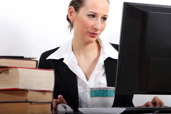 Drinking Coffee Office — Stock Photo, Image