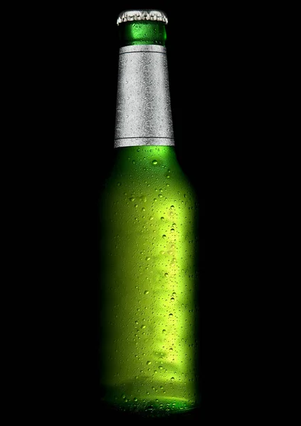 Botella Cerveza Sobre Fondo Negro —  Fotos de Stock