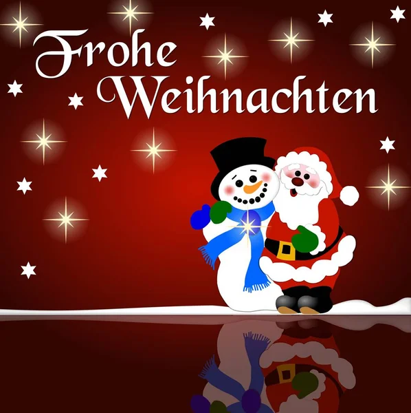 Weihnachtsgruß Schneemann Und Nikolaus — Stockfoto