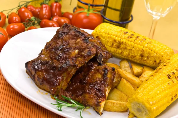 Viande Grillée Aux Légumes Aux Épices — Photo