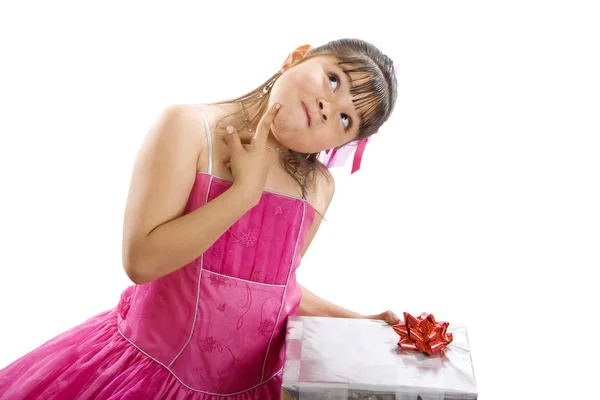 Cute Girl Gift Stock Photo