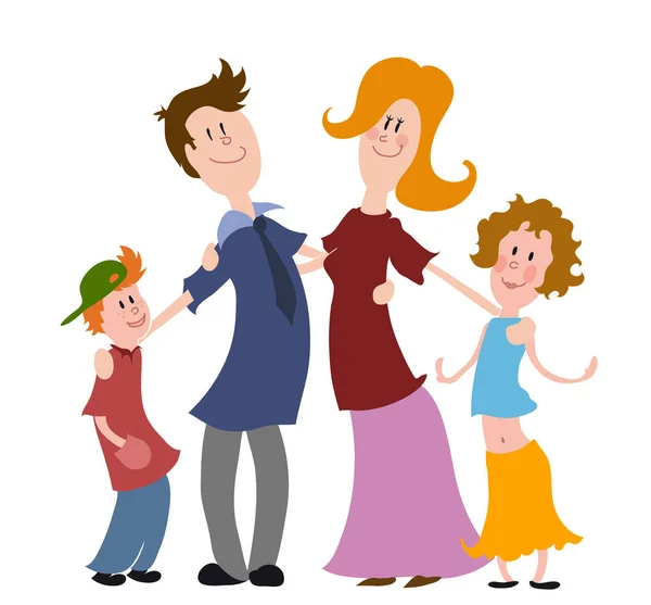 Llustration Einer Familie Mit Zwei Kindern — Stockfoto