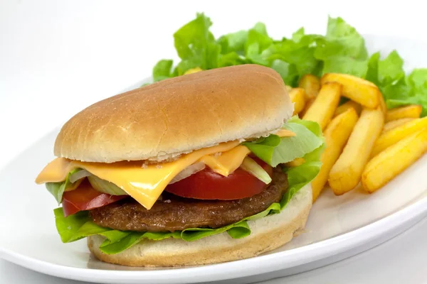 Гамбургер Французским Фри — стоковое фото