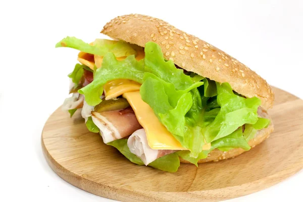 Sandwich Mit Schinken Salat — Stockfoto