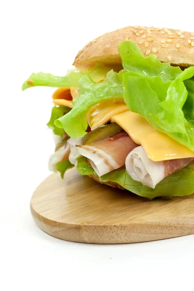 Sandwich Con Prosciutto Lattuga — Foto Stock