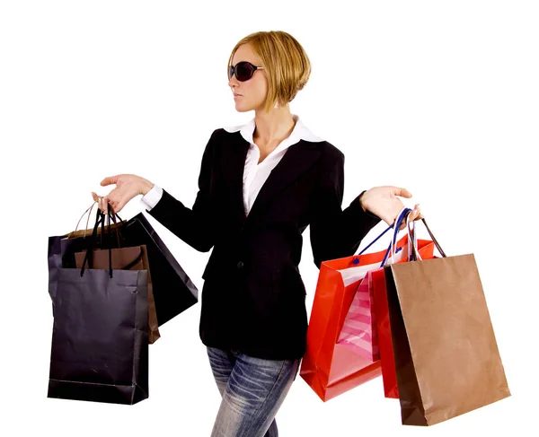 Blond Woman Shopping Spree — Stock Photo, Image