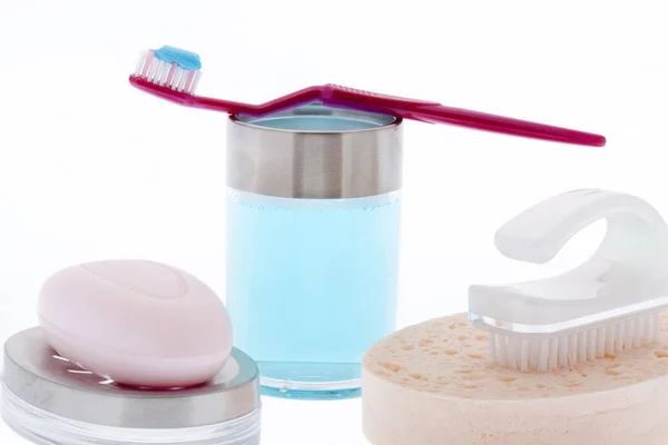 Toothbrush Toothpaste White Background — Stock Photo, Image