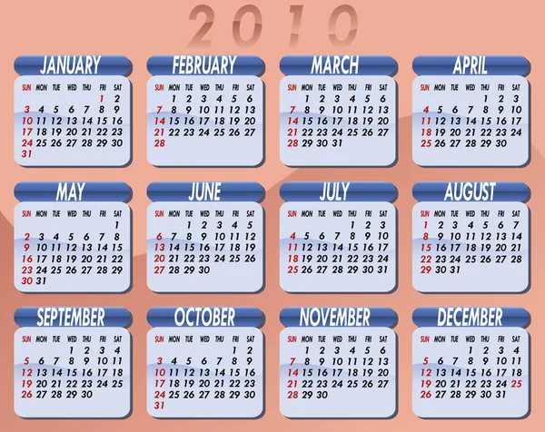 Calendário Para Ano 2010 — Fotografia de Stock