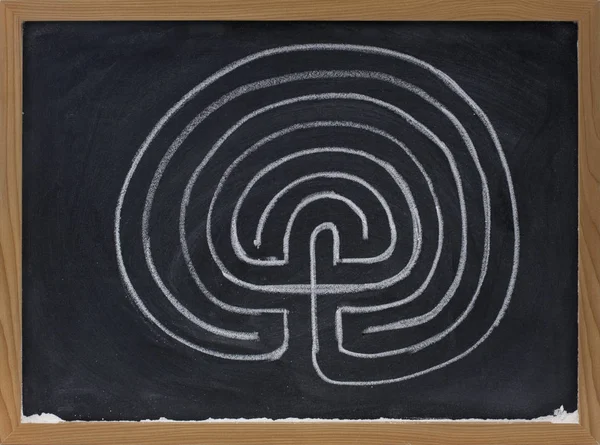 Zeven Ring Labyrint Schoolbord — Stockfoto
