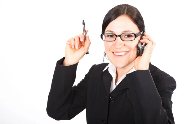 Telefonierende Businesswoman Biurze — Zdjęcie stockowe