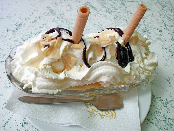 바닐라와 초콜릿을 곁들인 아이스크림 — 스톡 사진