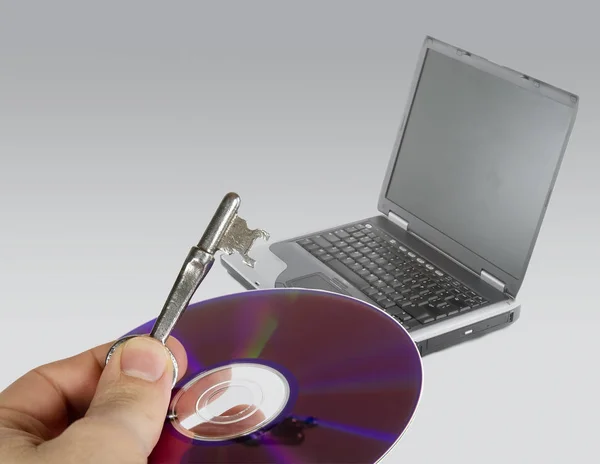 Laptop Dvd Přehrávač Bílém Pozadí — Stock fotografie