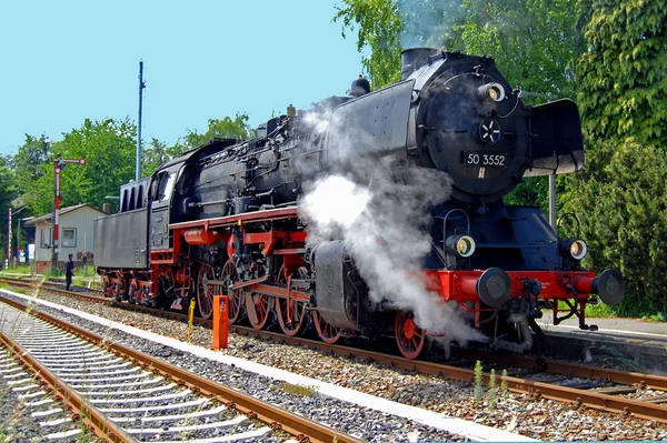 Tren Viejo Locomotora Vapor Vehículo Ferroviario — Foto de Stock
