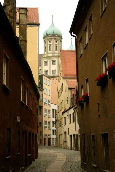 Augsburgskt Lech Kvartal Mot Rathaus — Stockfoto