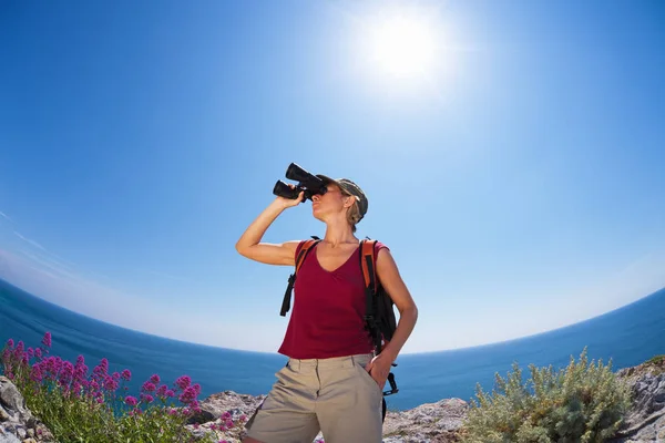 Retrato Mujer Excursionista — Foto de Stock