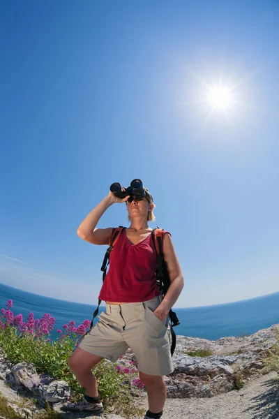 Retrato Mujer Excursionista — Foto de Stock