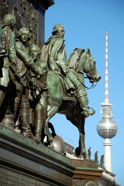 Unter Den Linden Equestrian Statue Friedrich — Stock Photo, Image