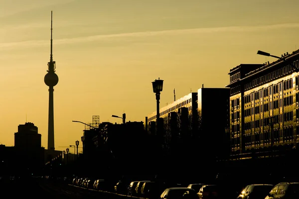 Sunset Berlin Karl Marx Allee — Foto de Stock