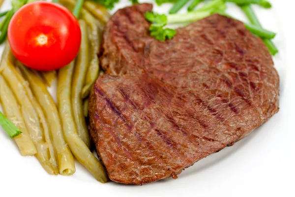 Carne Asada Filete Sirloin Con Habas Verdes — Foto de Stock
