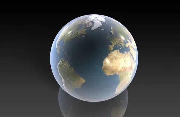 Earth Globe Reflection Sun — Stock Photo, Image