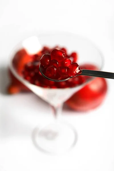 Pomegranate Seeds Spoon — Stock Photo, Image