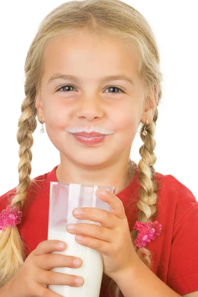 Niña Sosteniendo Vaso Leche —  Fotos de Stock