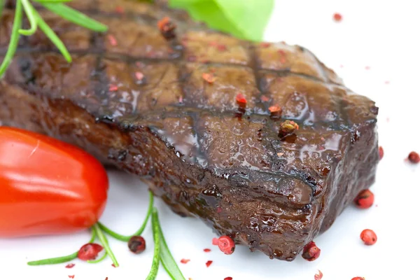 Steak Croustillant Surlonge Grillé Avec Tomate — Photo