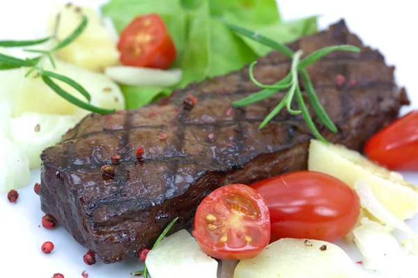 Steak Croustillant Surlonge Grillé Avec Tomate — Photo