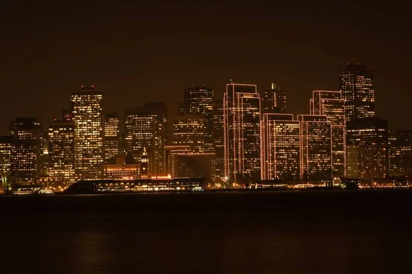 San Francisco Skyline Natten — Stockfoto