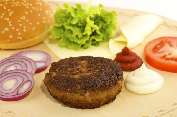 Zutaten Für Einen Hamburger — Stockfoto