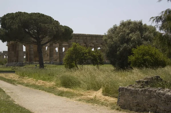 Paestum是欧洲保存最好的考古遗址 根据当时的宗教 圣殿的名称从赫拉改为海王星或波塞冬 400和F10的Nikon D50一起拍摄 — 图库照片