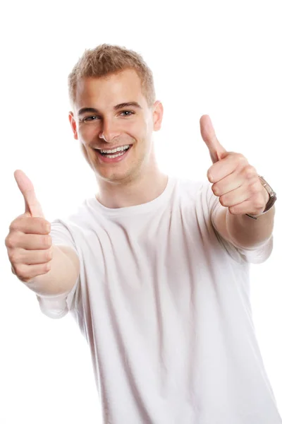 Young Man Showing Thumbs — Stock Photo, Image