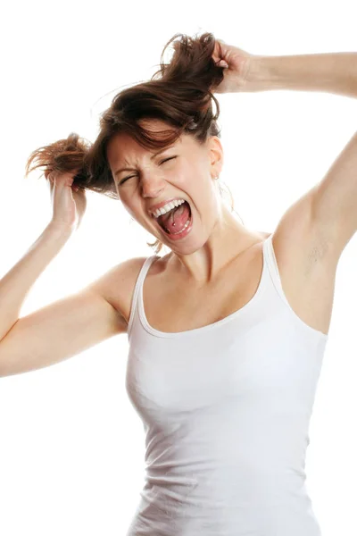 Portrait Young Woman Screaming — Stock Photo, Image