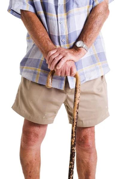Man Holding Walking Stick — Stock Photo, Image