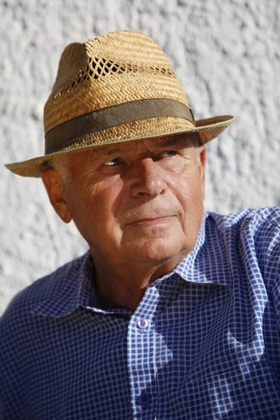 Portrait Senior Man Hat — Stock Photo, Image