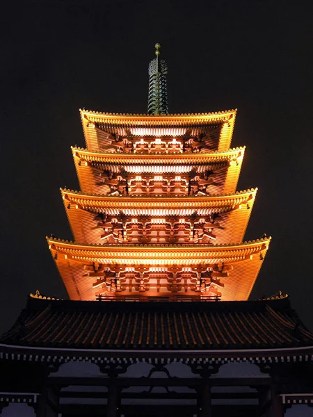 Night Shot Pagoda Sensoji Temple Tokyo Picture Have Just Made — 스톡 사진