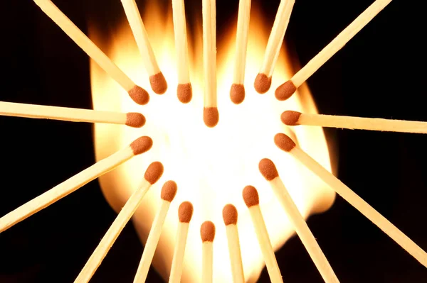 Burning Matches Heart Form — Stock Photo, Image