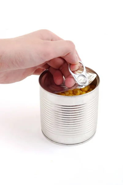 Open Tin Can Metal Lid — Stock Photo, Image