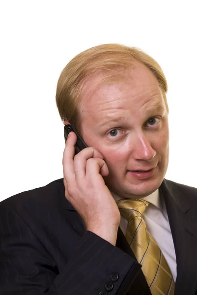 Biznesmen Rozmawiający Przez Telefon Komórkowy — Zdjęcie stockowe
